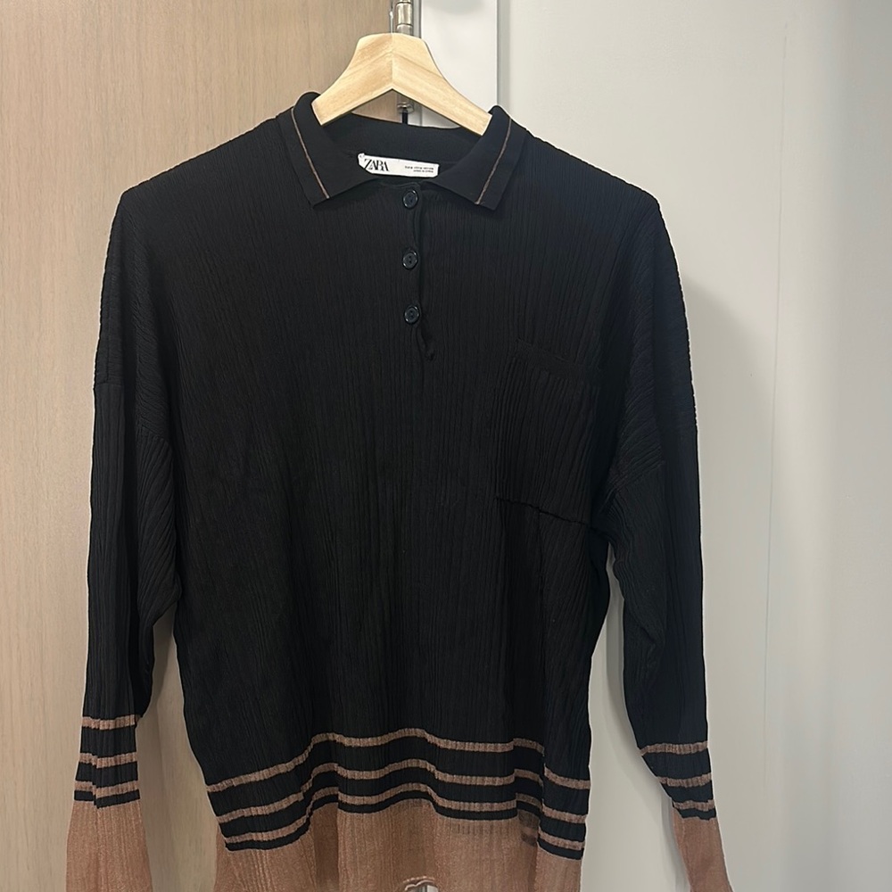 Zara Black and Tan Polo Sweater
